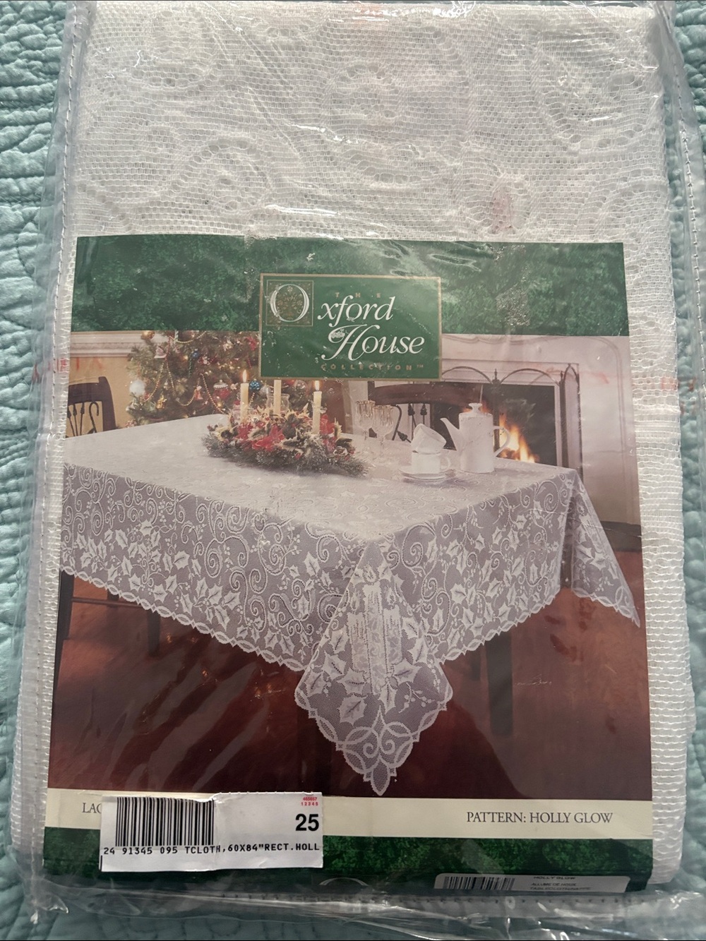 White Lace Tablecloth - Holly Glow Pattern